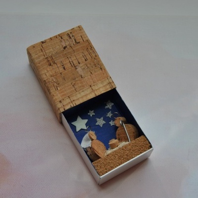 Presépio em caixa de Fósforos em Cortiça