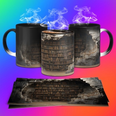 Caneca Biblioteca Imagem 3D