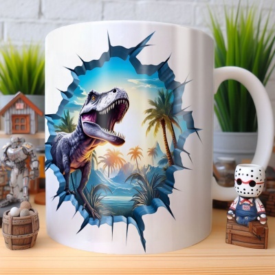 Caneca Tiranossauro Imagem 3D