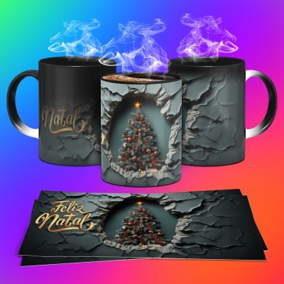 Caneca Feliz Natal Imagem 3D