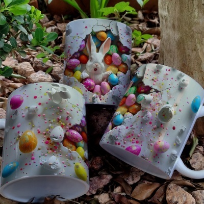 Caneca Ovinhos Páscoa Imagem  3D