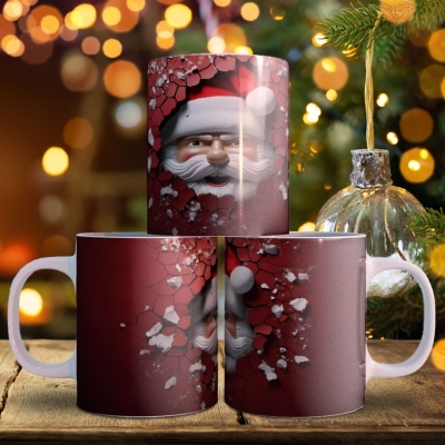 Caneca Pai Natal Imagem 3D