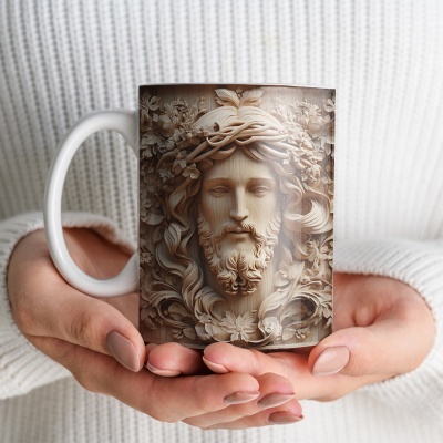 Caneca Jesus Cristo em Madeira