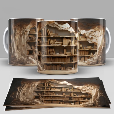 Caneca Biblioteca Imagem 3D