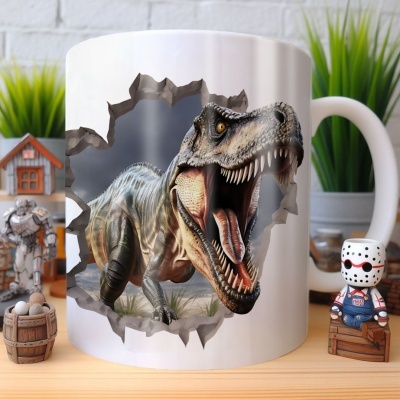 Caneca Tiranossauro Imagem 3D