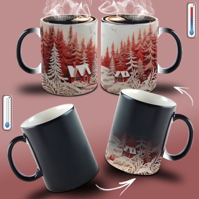 Caneca Natal Vermelho Imagem 3D