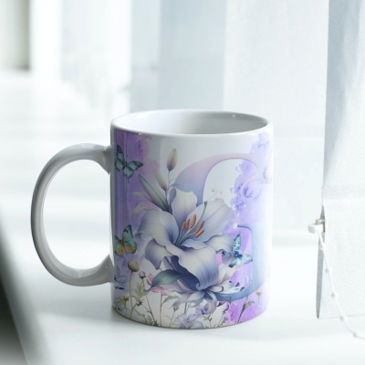 Caneca Alfabeto Borboleta Lilás