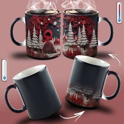 Caneca Natal Vermelho Imagem 3D