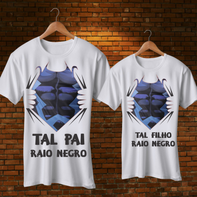 Par T-shirts Tal Pai Tal Filho Super Heróis Par T-shirts Tal Pai Tal Filho Super Heróis