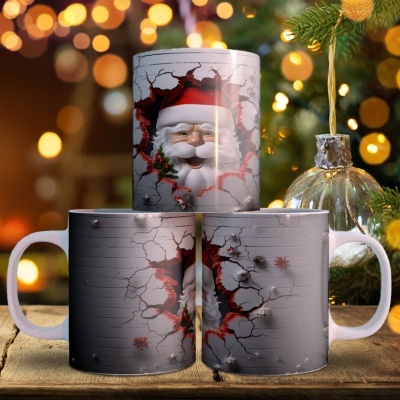 Caneca Pai Natal Imagem 3D