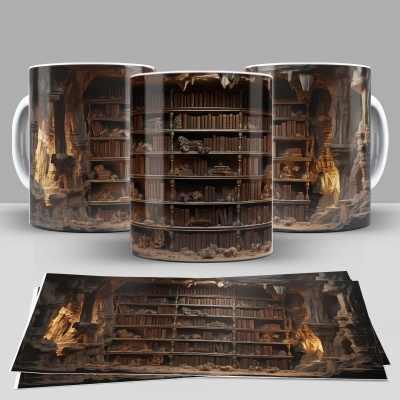 Caneca Biblioteca Imagem 3D
