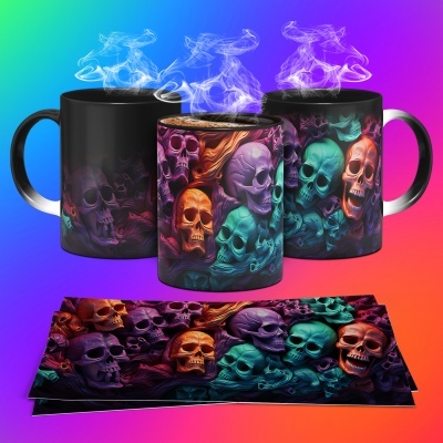 Caneca Caveiras Imagem  3D