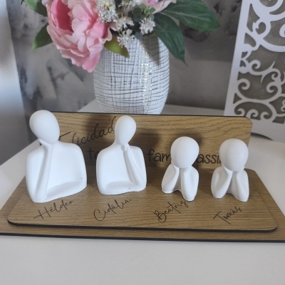 Conjunto de Decoração Família em Pó Cerâmico e MDF Personalizada