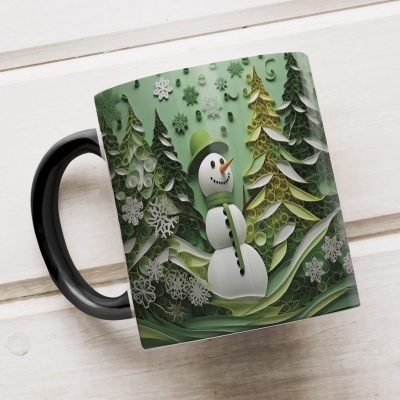 Caneca Natal em Festa Imagem 3D