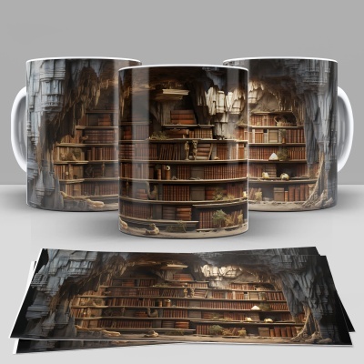 Caneca Biblioteca Imagem 3D