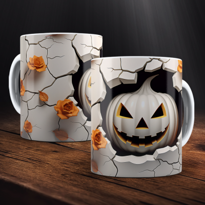 Caneca Halloween Imagem  3D