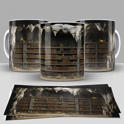 Caneca Biblioteca Imagem 3D