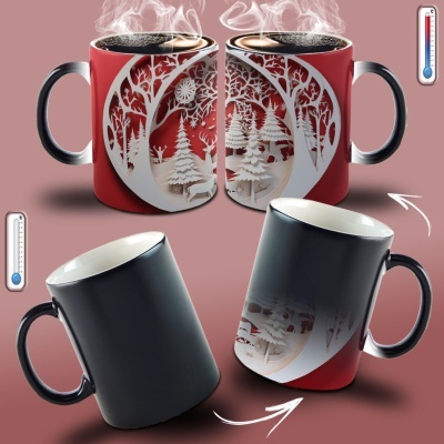 Caneca Natal Vermelho Imagem 3D