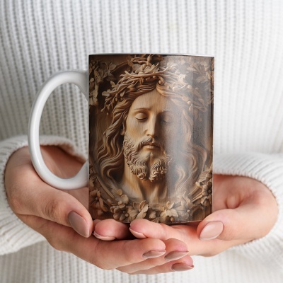 Caneca Jesus Cristo em Madeira