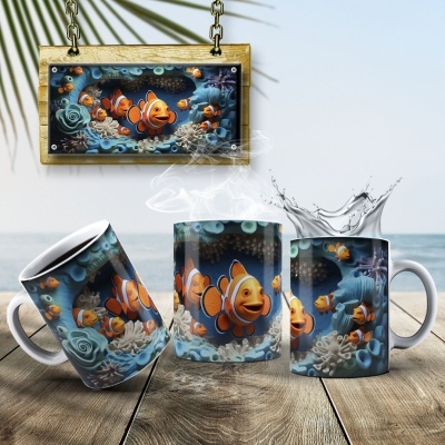 Caneca Peixinhos  Imagem 3D