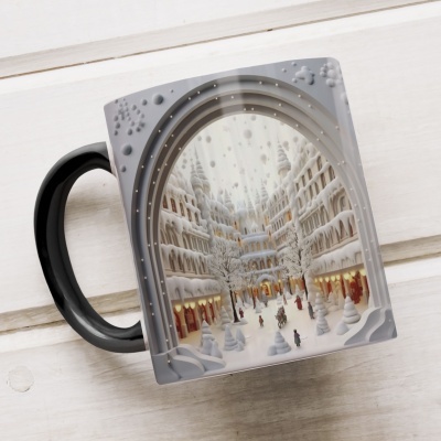 Caneca Natal em Festa Imagem 3D