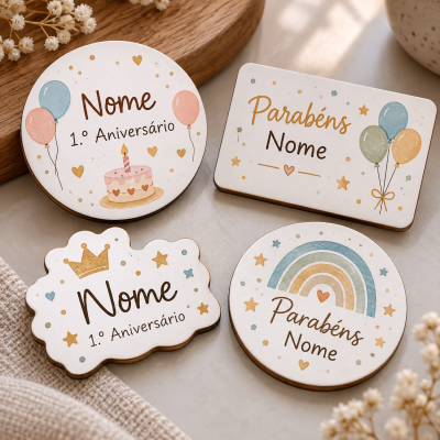Íman MDF Aniversário Personalizado - Imagem e Formato