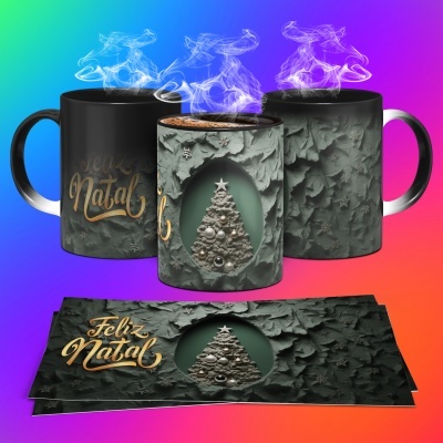 Caneca Feliz Natal Imagem 3D