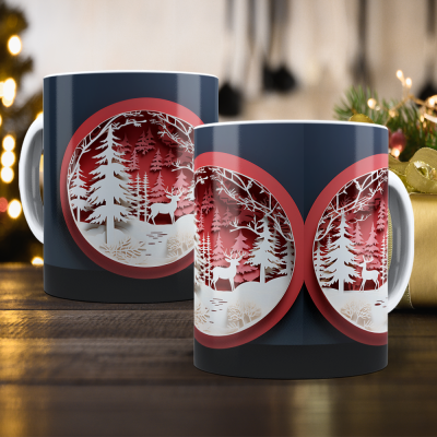 Caneca Natal Vermelho Imagem 3D