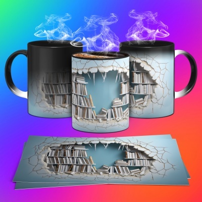 Caneca Biblioteca Imagem 3D