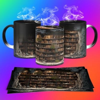 Caneca Biblioteca Imagem 3D