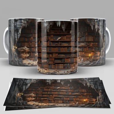 Caneca Biblioteca Imagem 3D