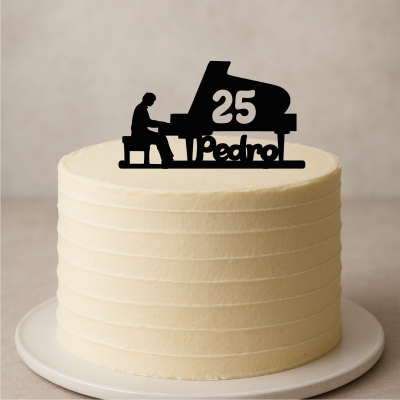Topo de Bolo Aniversário Piano de Cauda