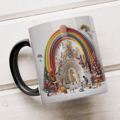 Caneca Natal em Festa Imagem 3D