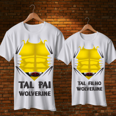 Par T-shirts Tal Pai Tal Filho Super Heróis Par T-shirts Tal Pai Tal Filho Super Heróis