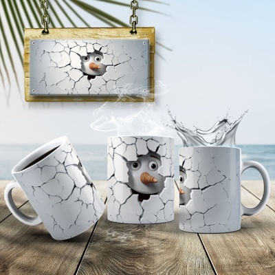 Caneca Natal Boneco de Neve Imagem  3D