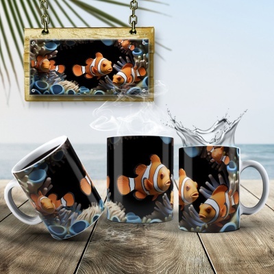 Caneca Peixinhos  Imagem 3D