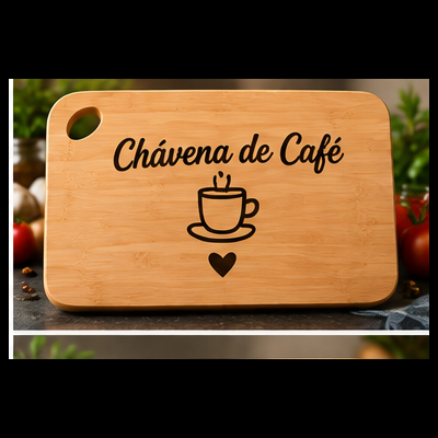 Tábua de Bambu Personalizada – Chávena de Café
