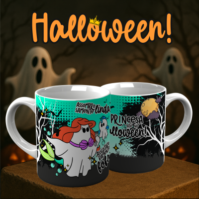 Caneca Princesas Halloween