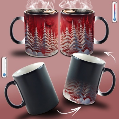 Caneca Natal Vermelho Imagem 3D
