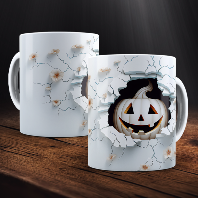 Caneca Halloween Imagem  3D