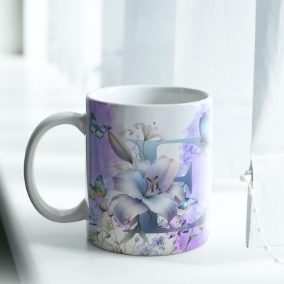 Caneca Alfabeto Borboleta Lilás