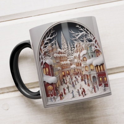 Caneca Natal em Festa Imagem 3D