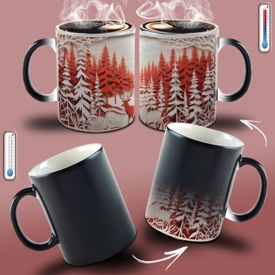 Caneca Natal Vermelho Imagem 3D