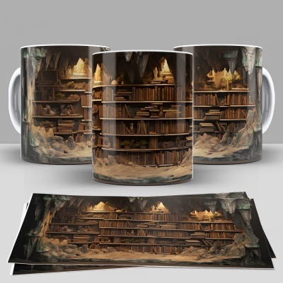 Caneca Biblioteca Imagem 3D