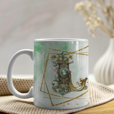 Caneca Alfabeto Arabesco  Dourado