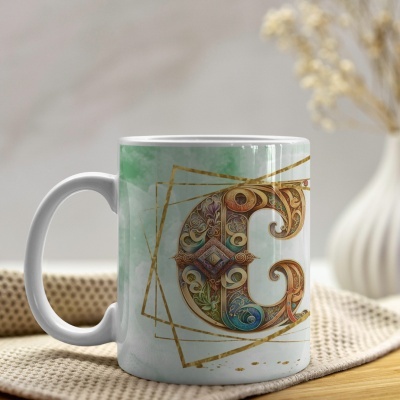 Caneca Alfabeto Arabesco  Dourado