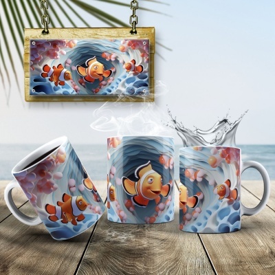 Caneca Peixinhos  Imagem 3D
