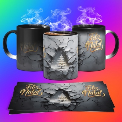 Caneca Feliz Natal Imagem 3D