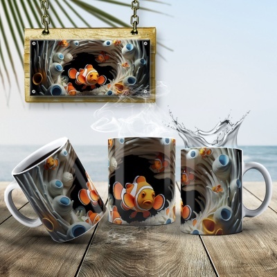 Caneca Peixinhos  Imagem 3D