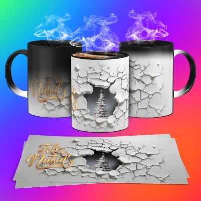 Caneca Feliz Natal Imagem 3D